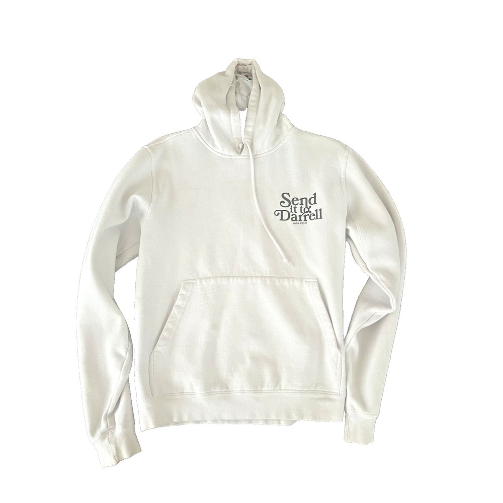 LALA KENT "Send It to Darrell" White Pullover Hoodie Size S Women's